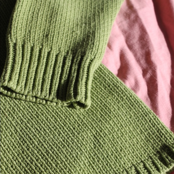 y2k 2004 GAP Lime Green Chunky Knit V-Neck Long Sleeve Sweater - Large - Picture 8 of 10